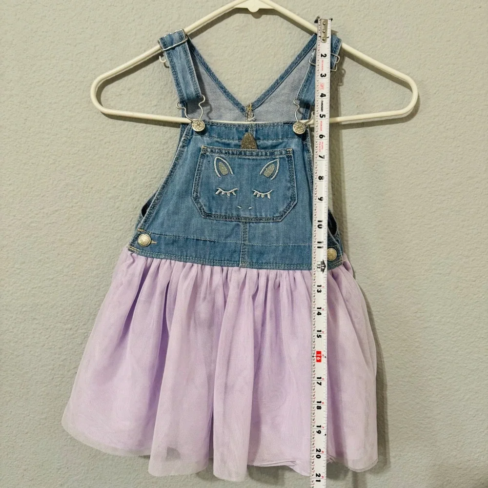 OshKosh Bgosh Girls‎ 4T Unicorn Denim Overall Dress Lavender Tulle Birthday